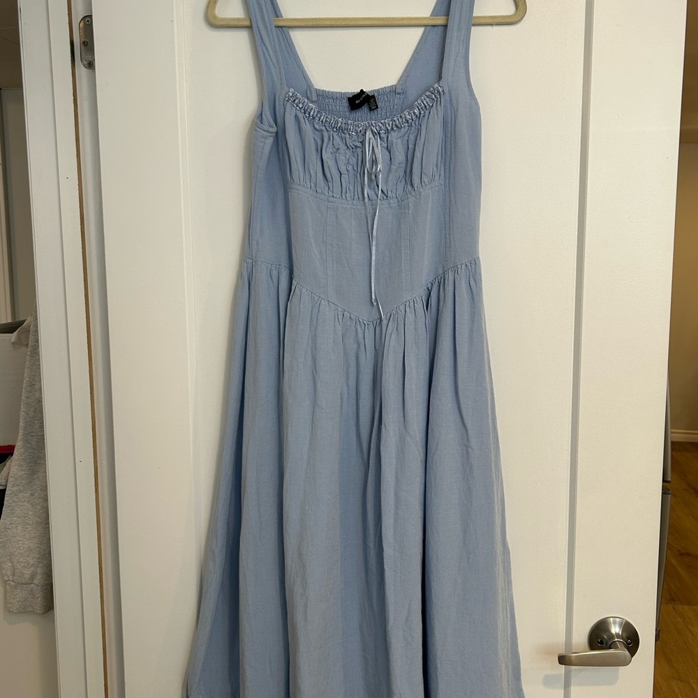 Light Blue Maxi with Gathered Bodice